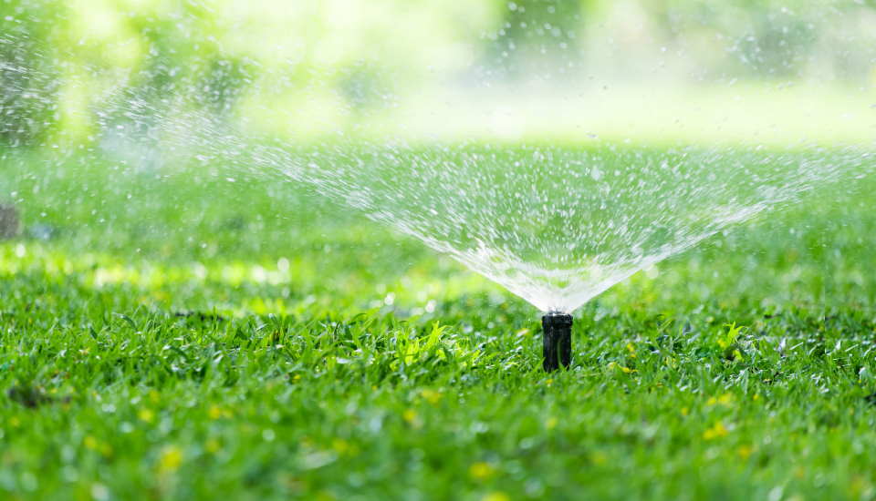 grass in shady areas, sprinkled