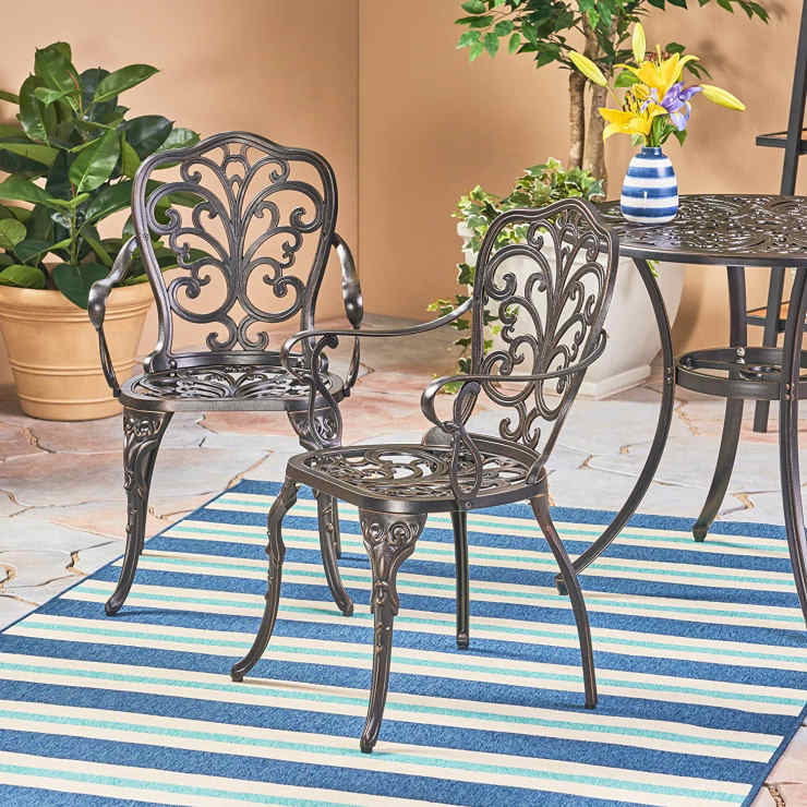Christopher Knight Home 305324 Buddy Outdoor Cast Aluminum Dining Chair - 2