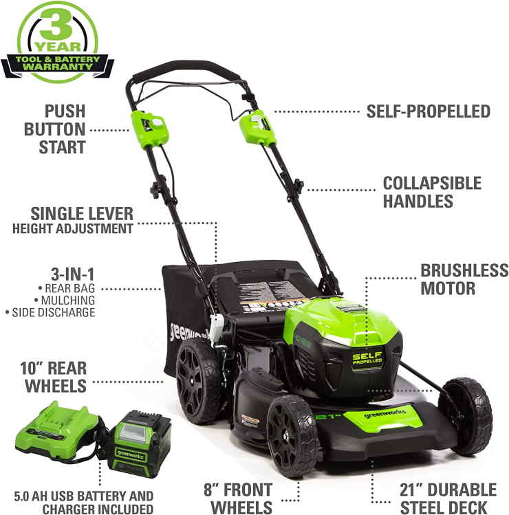 Greenworks 40V Brushless Self-Propelled Lawn Mower 3