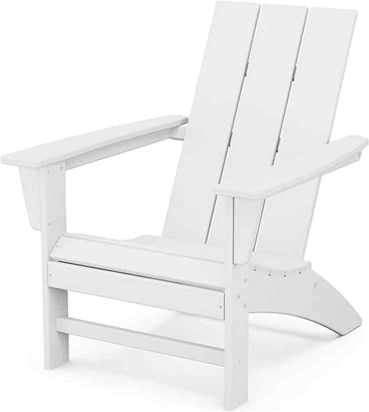 POLYWOOD AD420WH Modern Adirondack Chair, White Garden Chair -1