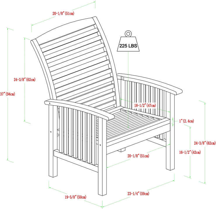 Solid Acacia wood Balcony Folding Arm Chair-2