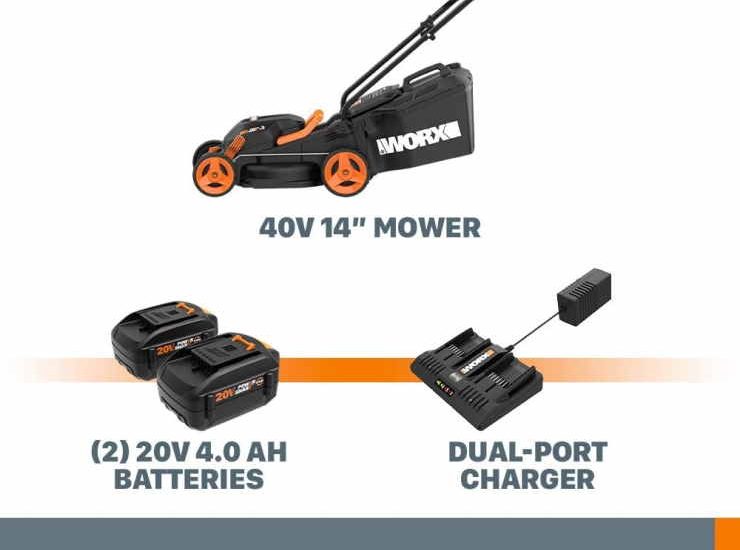 Worx WG779 40V 14 inch Cordless Lawn Mower 4