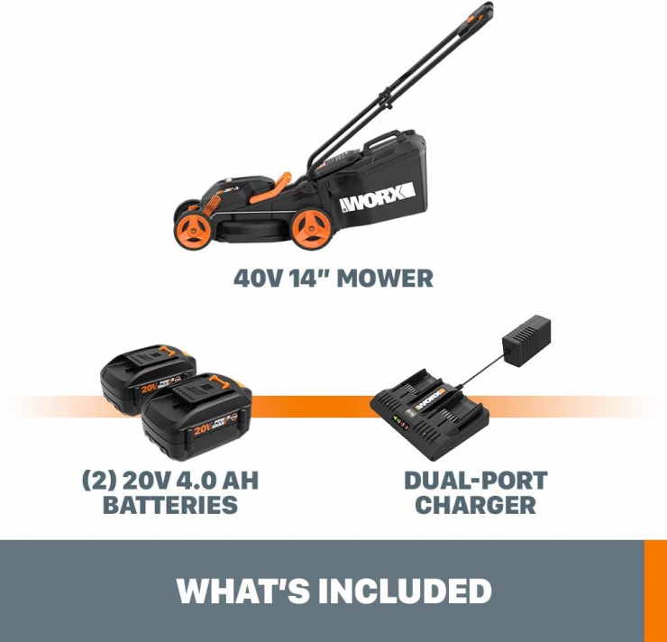 Worx WG779 40V 14 inch Cordless Lawn Mower 4