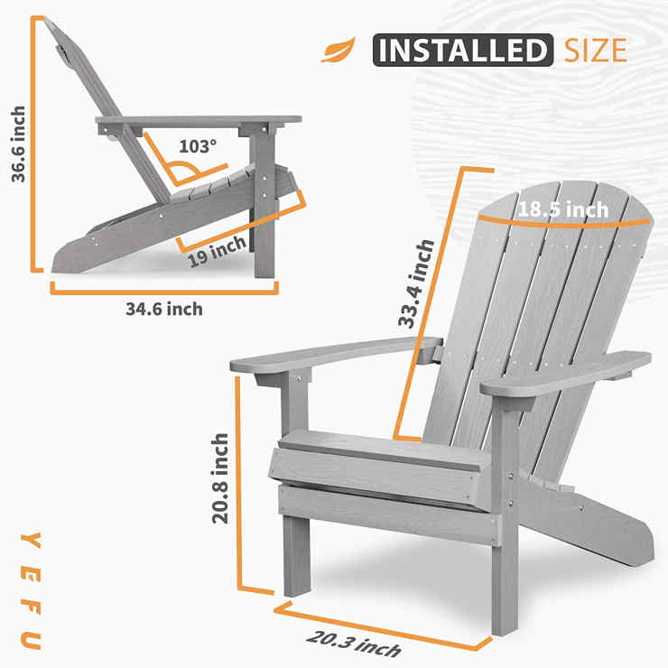 YEFU Adirondack Chair Plastic Weather Resistant - 2