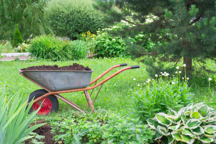 garden tools, wheelbarrows