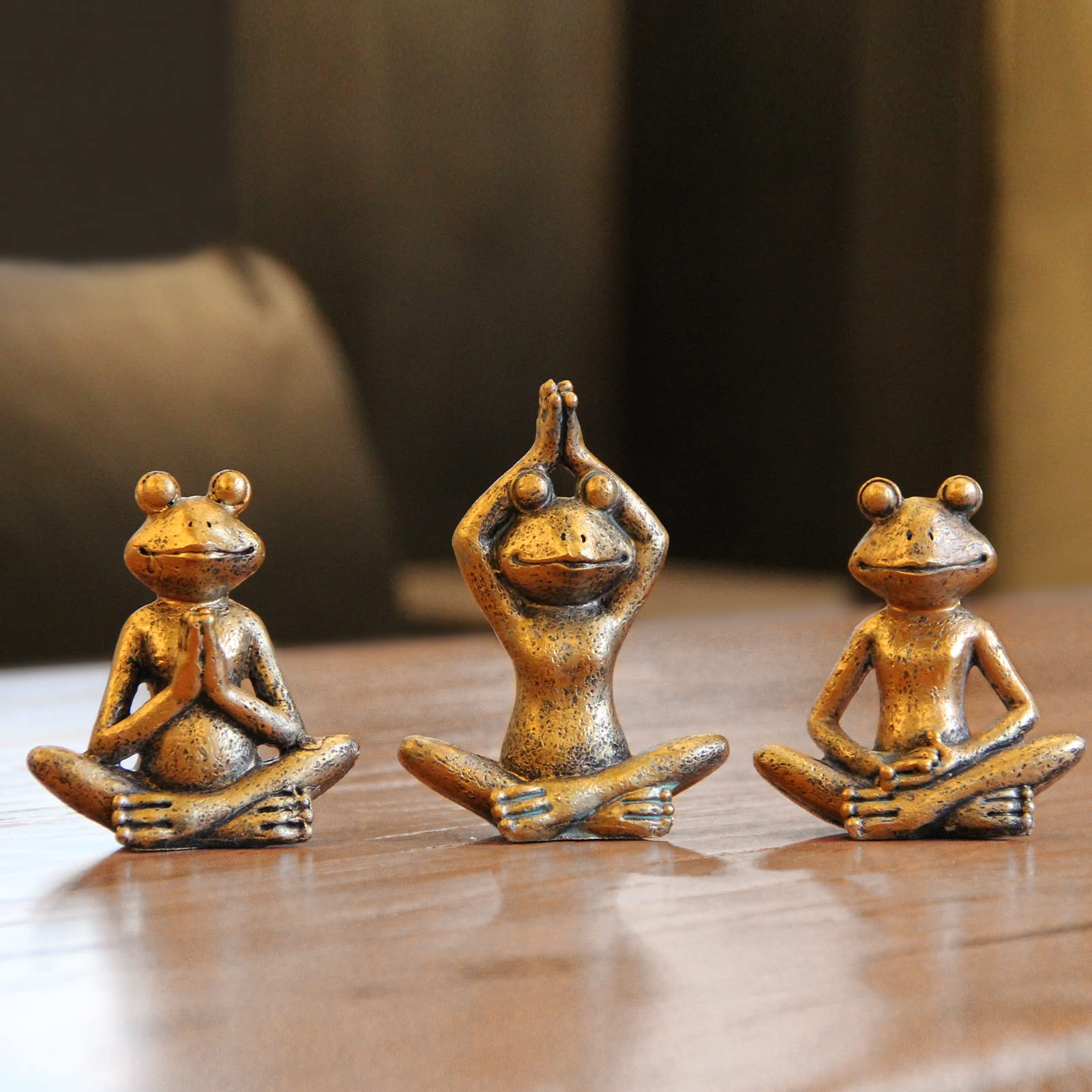 Smadeer Frog Figurines Yoga Zen Decor Set