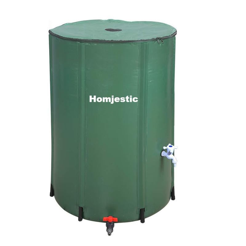 HOMJESTIC 100 Gallon Foldable Rain Barrel, Collapsible Tank Water Storage Container Water Collector with Spigot Filter