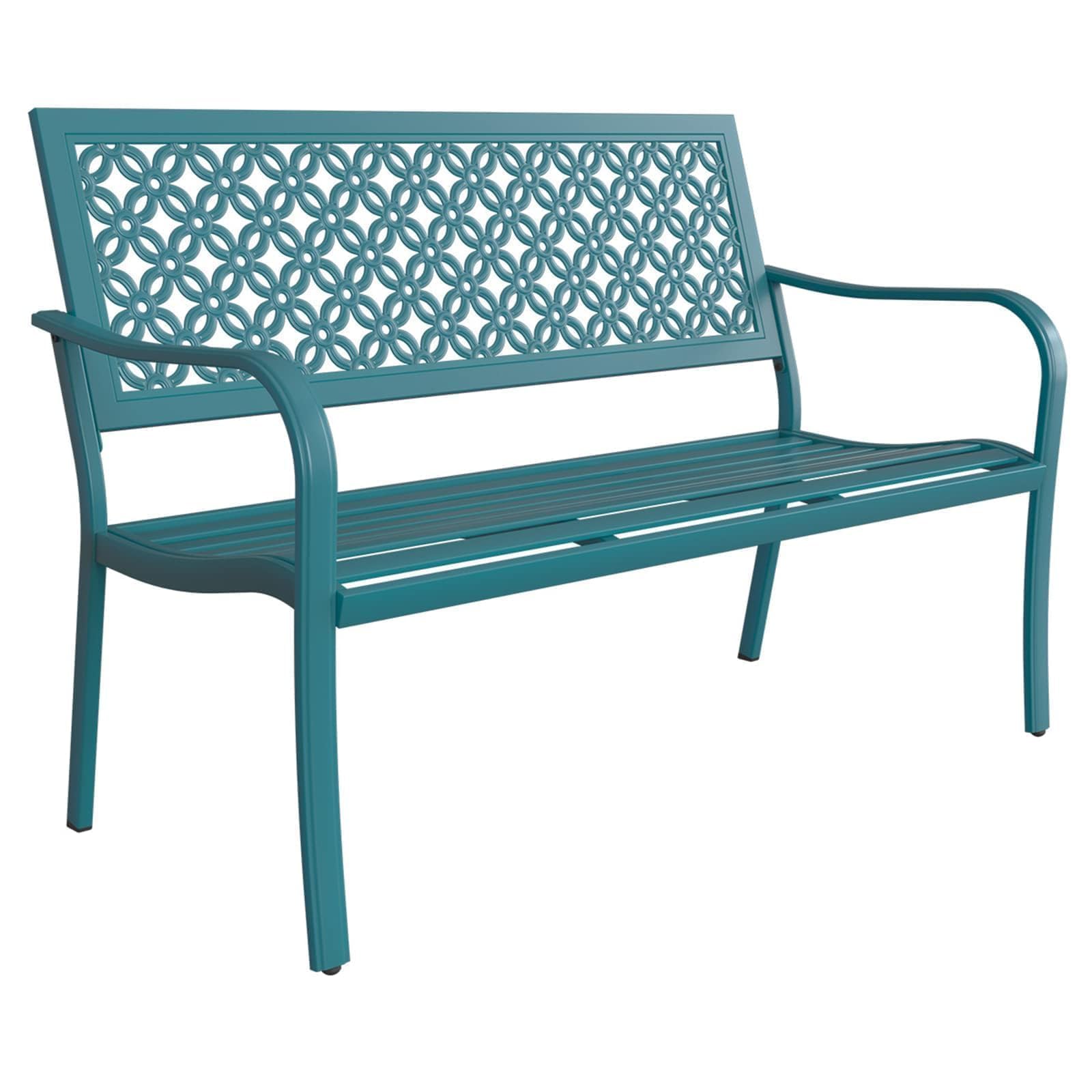 Grand patio Outdoor Bench Garden Bench with Armrests Steel Bench for Outdoors Lawn Yard Porch Lake Shore