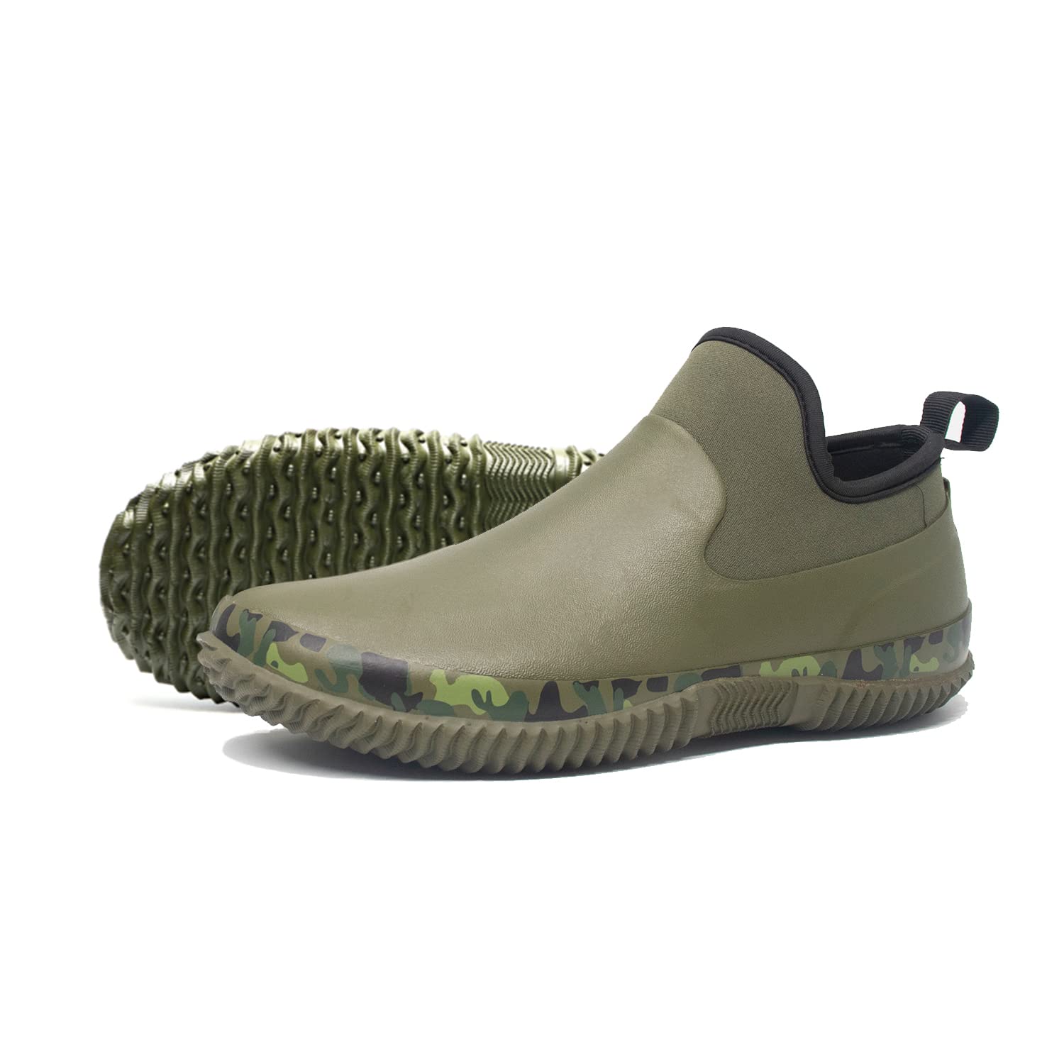 SWIFT*FROG Unisex Waterproof Garden Shoes Ankle Rain Boots Mud Muck Rubber Slip-On Footwear with Comfort Insole for Women Men 13 Women/11.5 Men Green