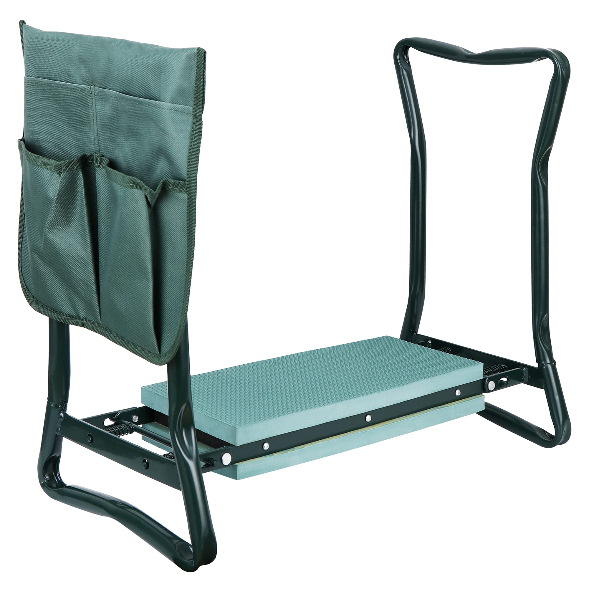 HomGarden Folding Garden Kneeler Seat Bench Stool w/Soft Kneeling Pad and Large Tool Pouch Foldable Gardener Stool 1