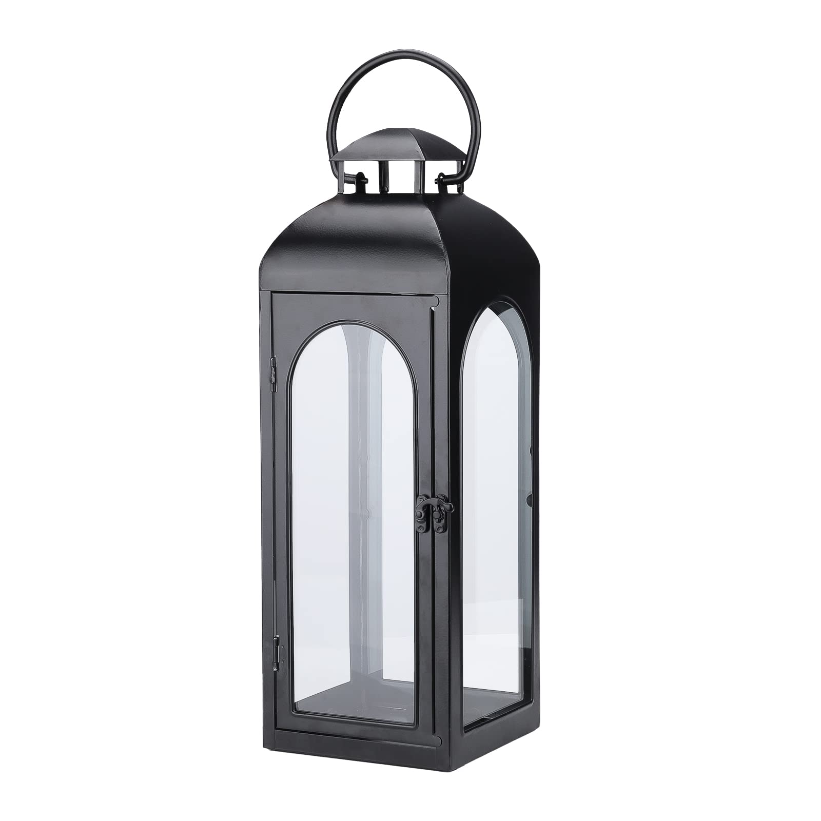 Bdor Large Luxury Modern Lantern Decorative Tall 20 Inches Black Metal Hurricane Lanterns