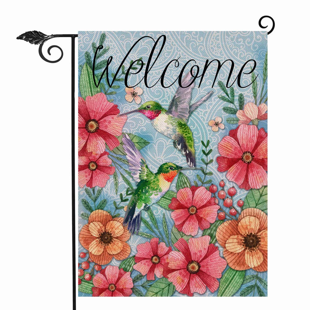 Hzppyz Welcome Spring Garden Flag Hummingbird