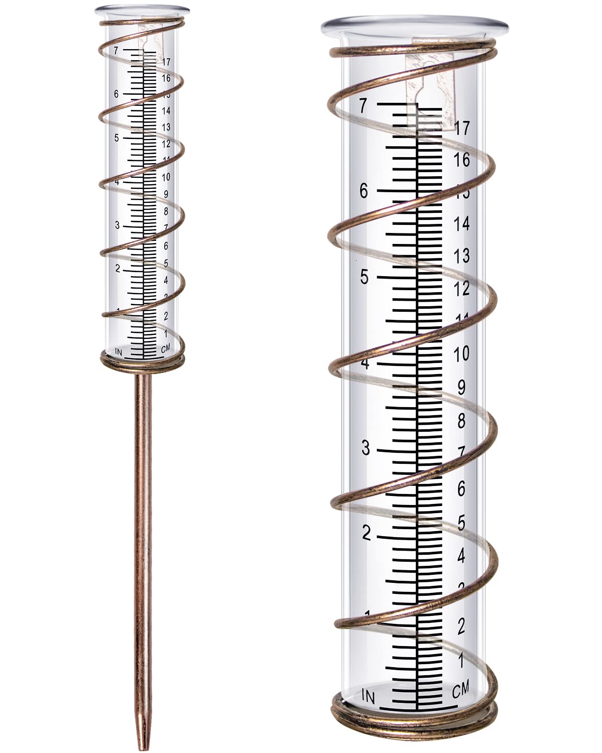 X-PREK 7" Vintage Brown Glass Rain Gauge Outdoor