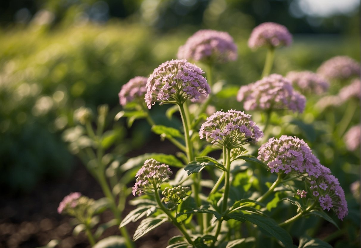 Valerian thrives in rich, moist soil with partial sun. It grows best in temperate climates and requires regular watering and well-draining soil