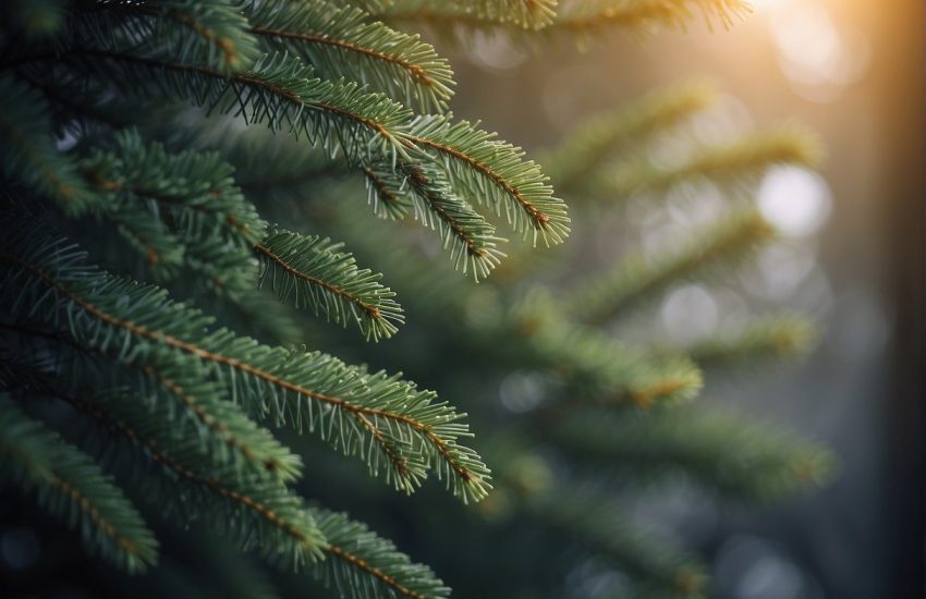 Evergreen trees stand tall, their branches adorned with lush, green leaves that never fall, even in the depths of winter