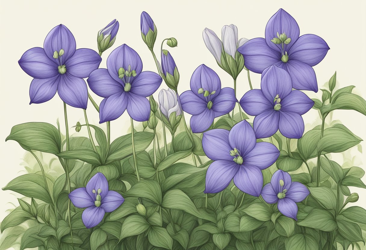 Balloon flowers grow tall, with round buds. Pests lurk nearby