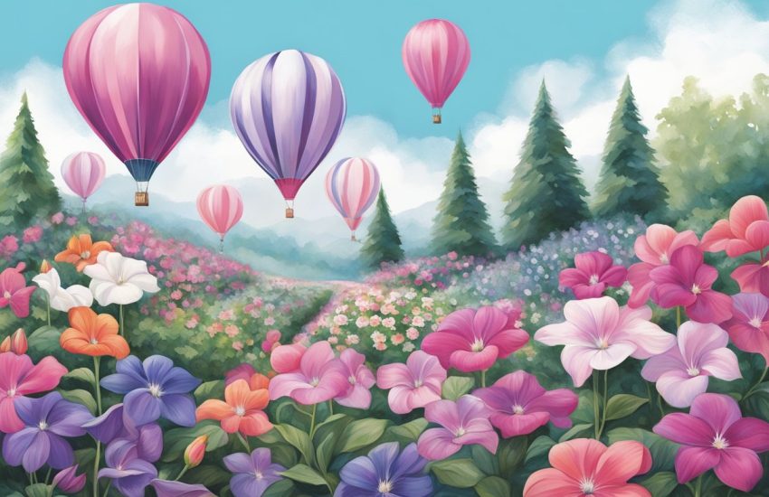 The balloon flowers towered over the garden, stretching up to six feet in height with vibrant, oversized blooms in shades of pink, purple, and white