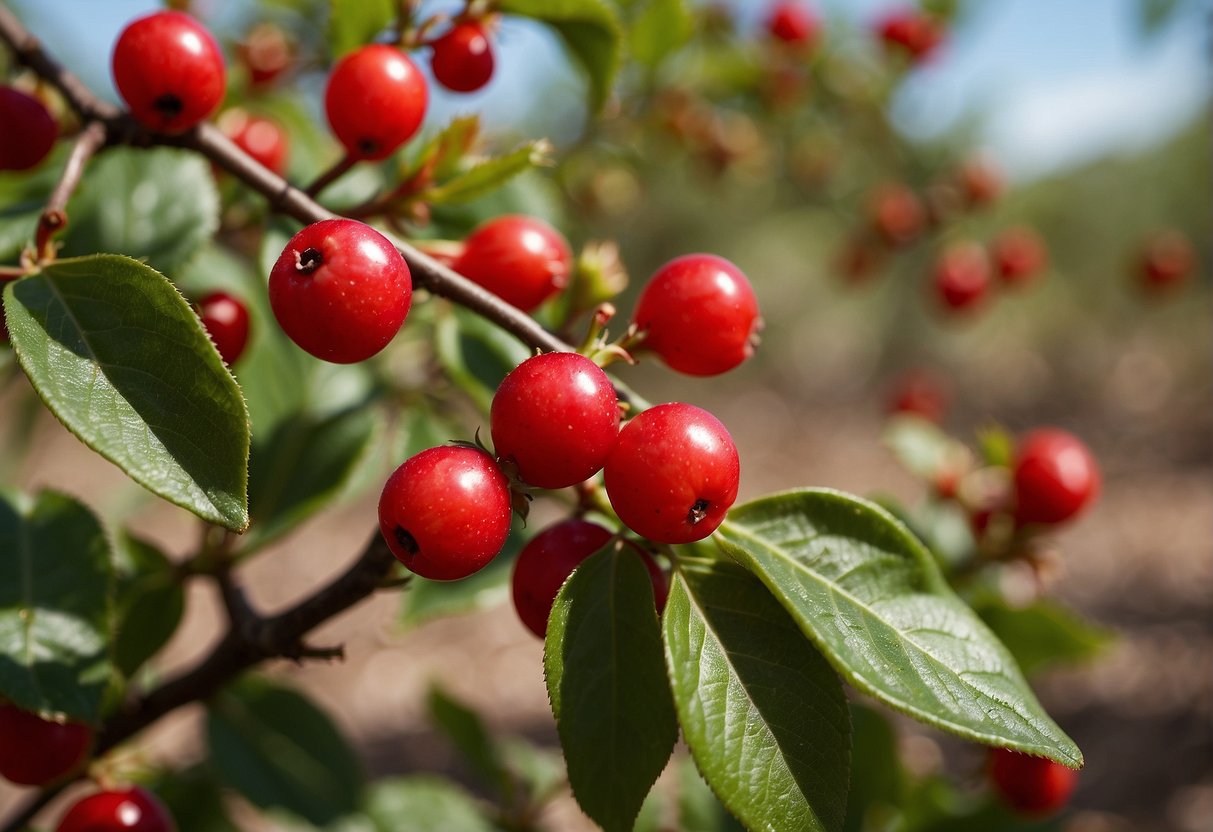 A Texas tree with red berries thrives in sunny, well-drained soil. Regular watering and occasional pruning promote healthy growth
