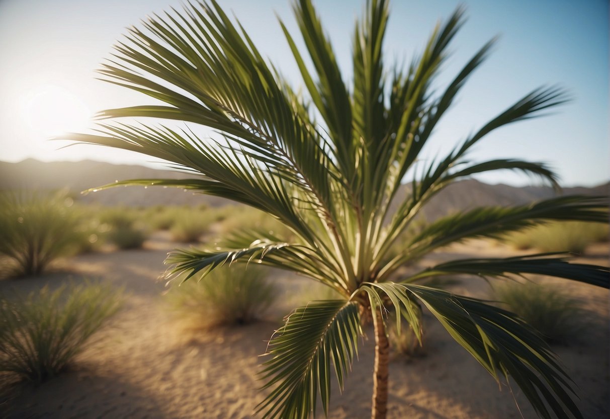 Palm trees sway in the desert breeze of New Mexico
