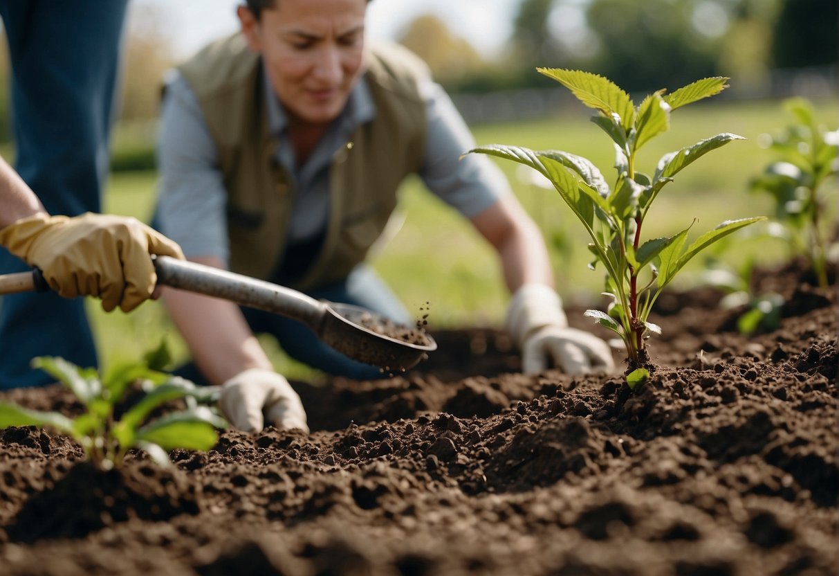 A gardener digs a hole, carefully placing a young cherry tree in the rich, well-drained soil of a zone 6 garden. They gently pat down the soil and water the tree, ensuring it has the best chance for healthy growth