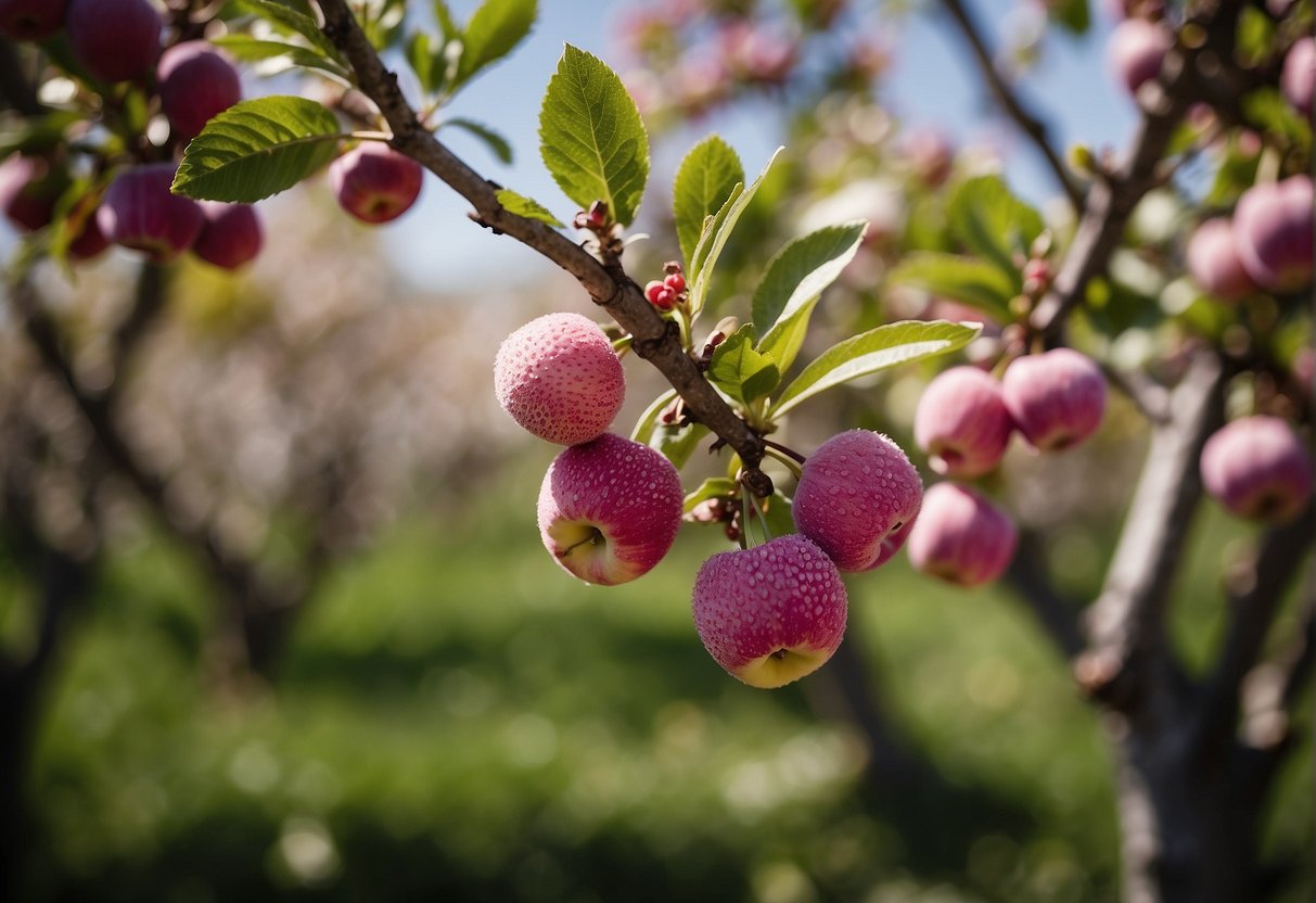 Fruit trees bloom in Wyoming's fertile soil, with apples, cherries, and plums dotting the landscape in a colorful display of blossoms and ripening fruit