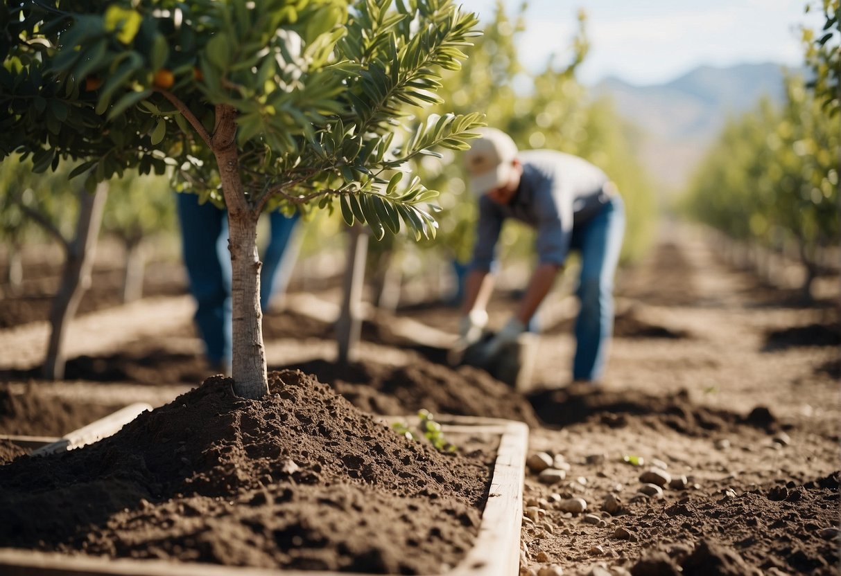 Fruit trees being planted and tended to in Wyoming's landscape
