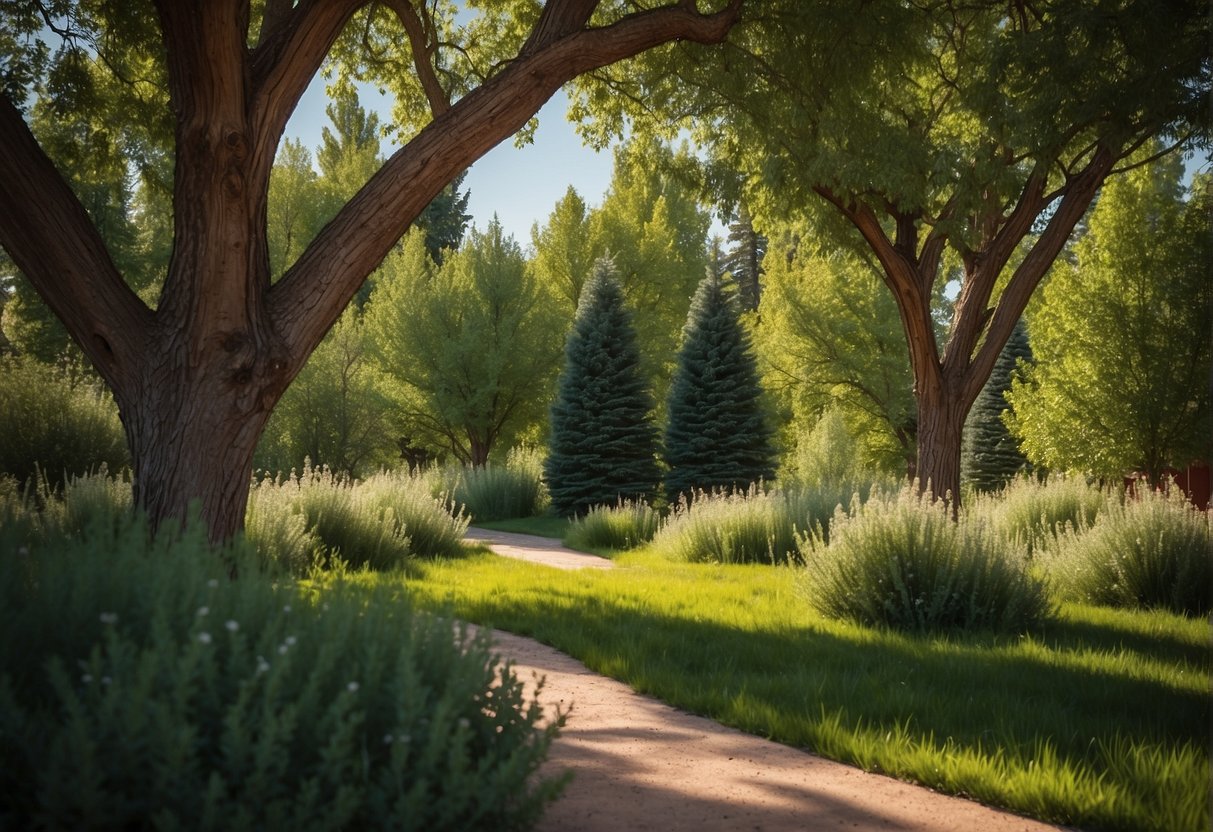 Lush green privacy trees stand tall in a Colorado backyard, providing a natural barrier and seclusion