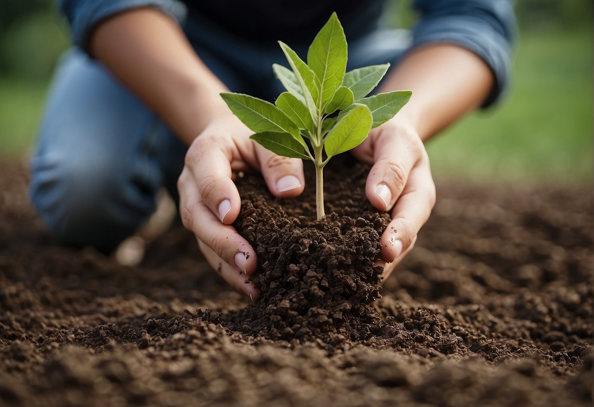 A person planting a fast-growing tree in Indiana soil