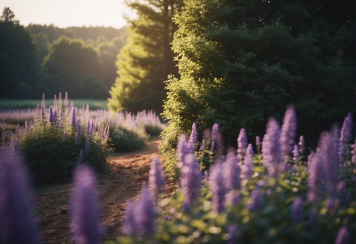 Trees with purple flowers bloom in a Tennessee field, surrounded by careful cultivation and care