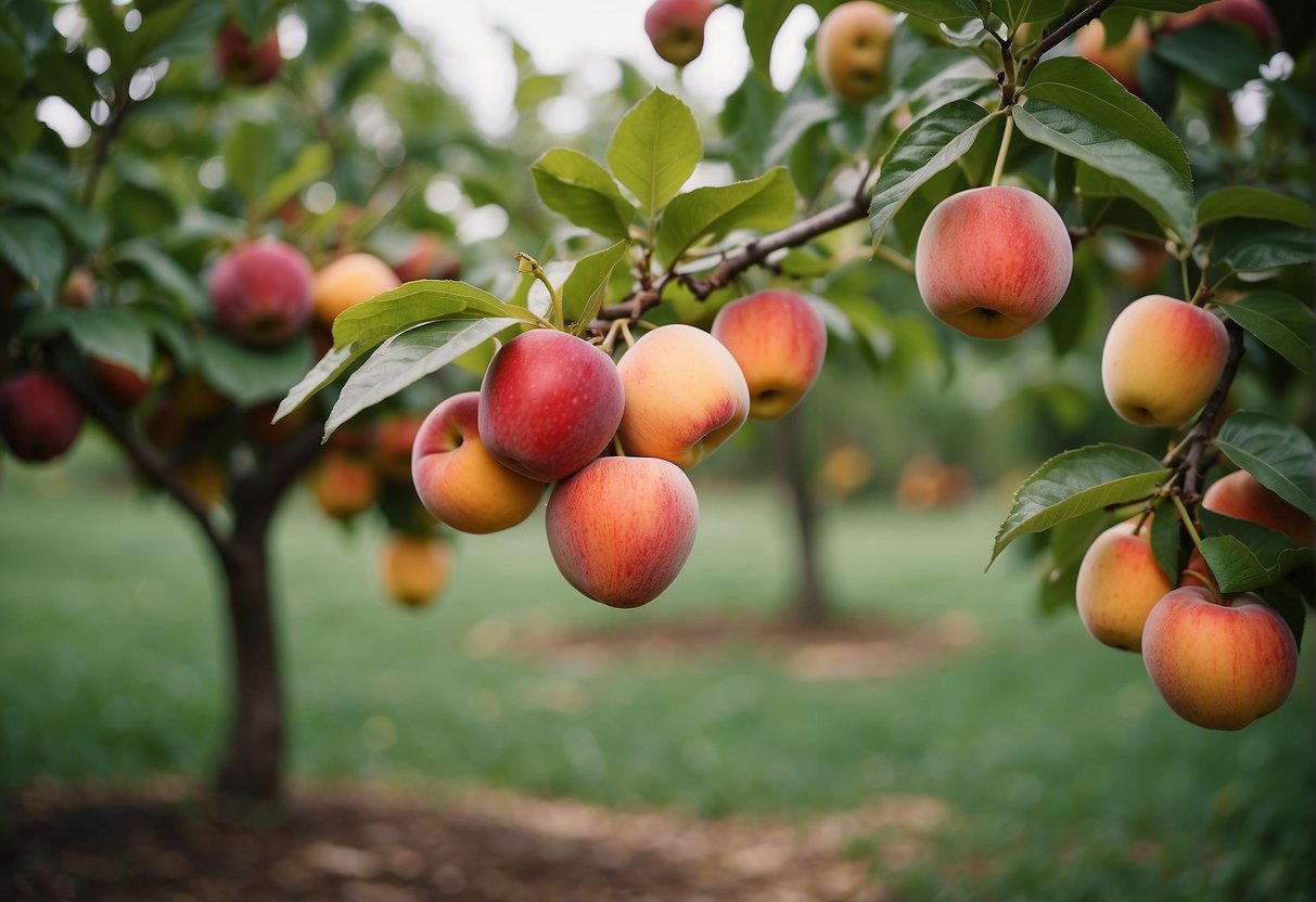A variety of fruit trees, such as apple, peach, and cherry, thrive in the fertile soil of Tennessee. The trees are bursting with ripe, colorful fruit, ready to be picked