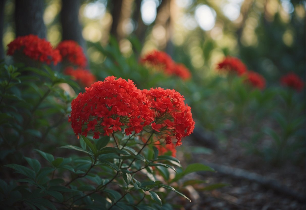 Lush red flower trees dot the Florida landscape