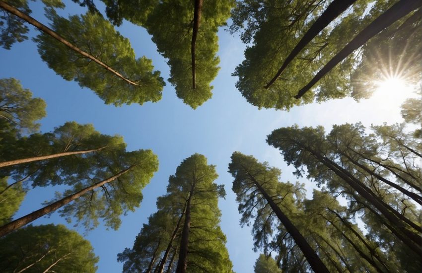 Tall trees shoot up in Georgia, their branches reaching for the sky. The lush green leaves and rapid growth signify the fastest growing trees in the region