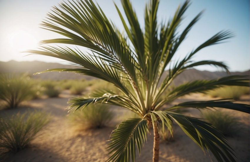Palm trees sway in the desert breeze of New Mexico