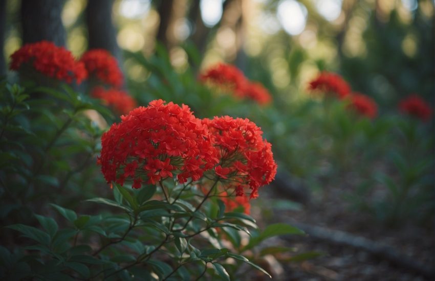 Lush red flower trees dot the Florida landscape