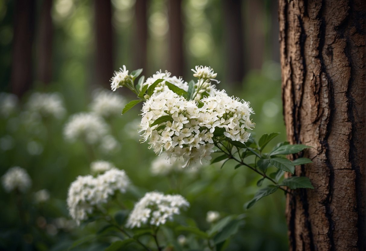 A tall tree with white flowers stands in a lush Colorado forest, providing habitat for birds and insects while helping to clean the air and soil