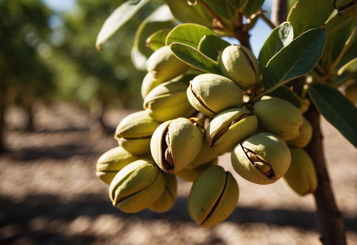 Pistachio trees in Florida being harvested and processed for production