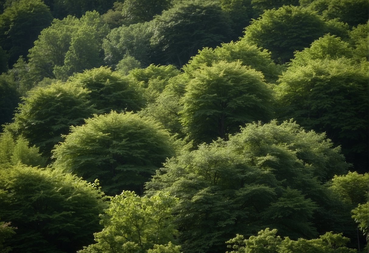 Lush green trees create a natural barrier, providing privacy in a Tennessee backyard. Tall, full foliage shields the area from neighboring views