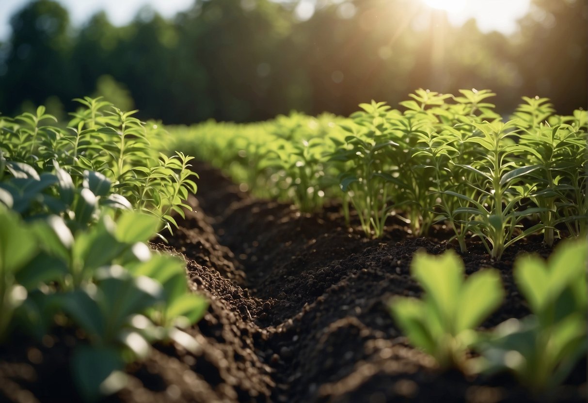 Rhode Island planting zone: Show fertile soil, green plants, and a variety of crops thriving in the temperate climate