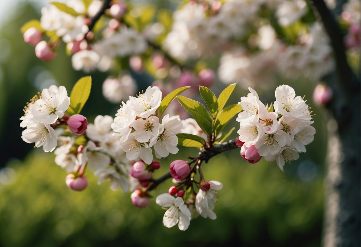 Spring in Maine, blooming cherry and apple trees line the streets, their delicate pink and white blossoms creating a stunning display against the backdrop of lush green foliage