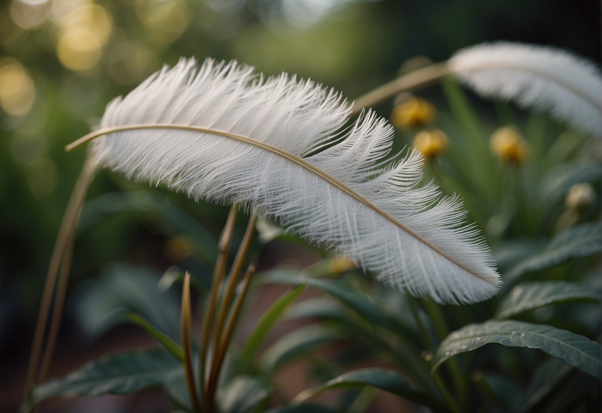 Feather-like flowers being carefully tended and nurtured in a garden setting