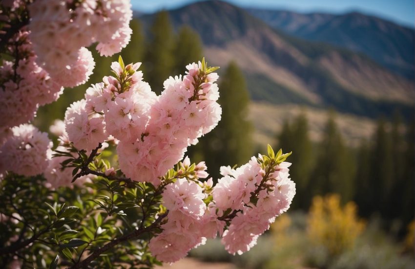 Pink flowering trees dot the Colorado landscape, creating a beautiful and vibrant scene