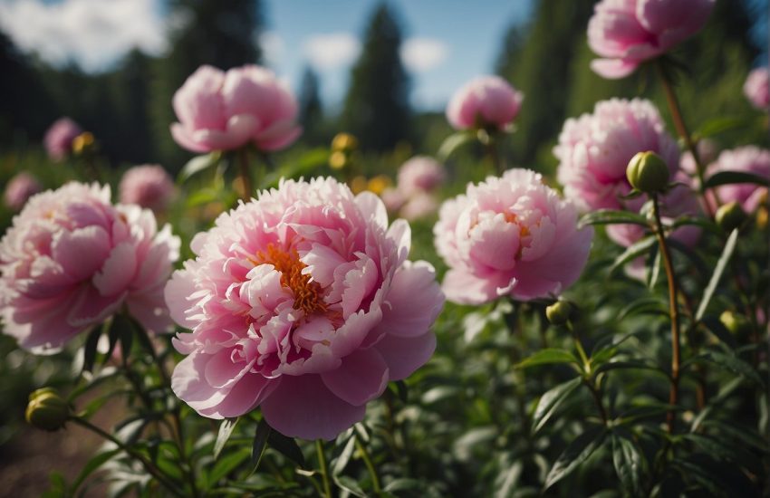 Lush peonies sway in the breeze, their vibrant petals beckoning. A warning sign nearby declares their toxic touch