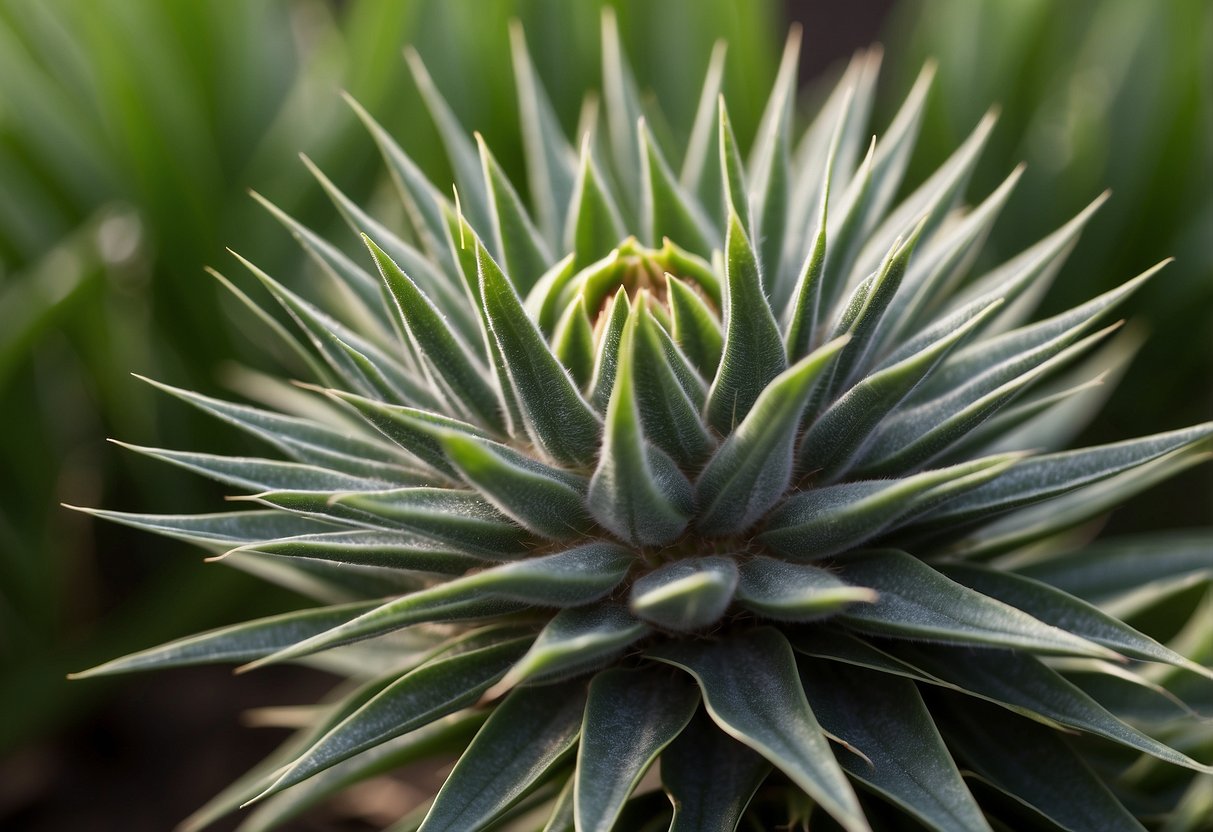 A spiky green plant resembling a pineapple top