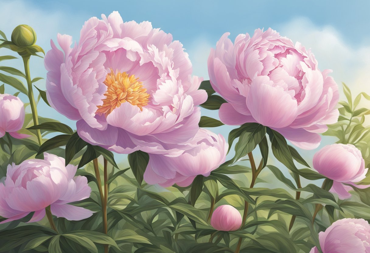 Healthy peonies bask in full sun, requiring at least 6 hours of direct sunlight daily for optimal growth