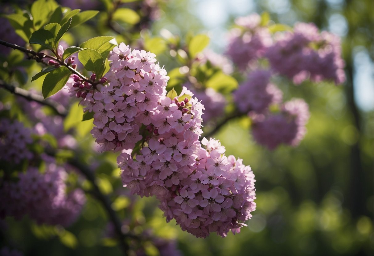 A purple flowering tree stands tall in a Wisconsin landscape, with vibrant blooms and lush green leaves