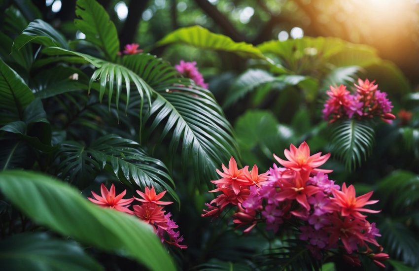 Lush, colorful trees bloom with vibrant flowers in the tropical paradise of Hawaii