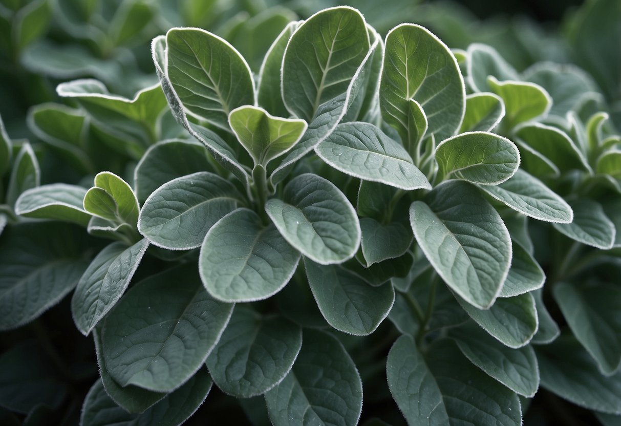Lush green plants resembling lambs ear cover the landscape, creating a soft and velvety texture. Their presence has a positive ecological impact, providing habitat and food for various wildlife
