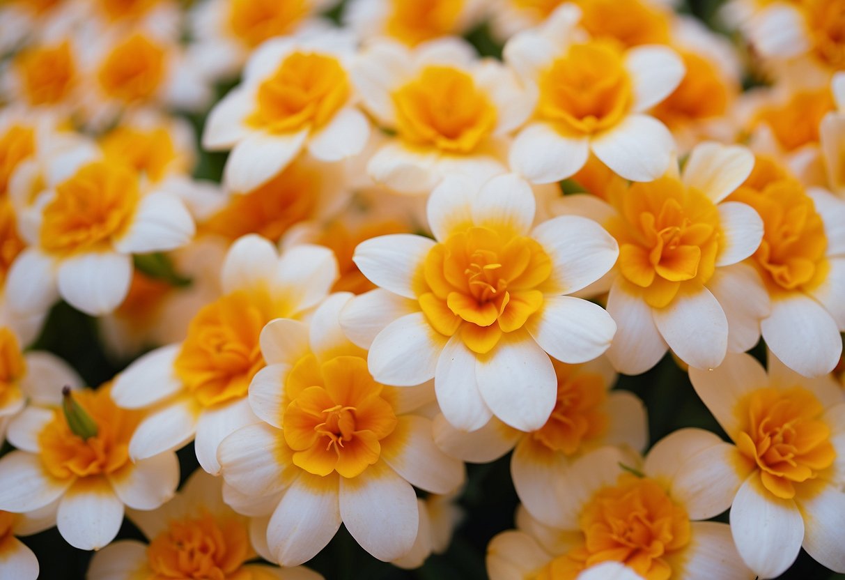 Flowers That Look Like Candy Corn: A Guide to Identifying and Growing Them - PlantNative.org Vibrant flowers with white, orange, and yellow petals arranged in candy corn patterns