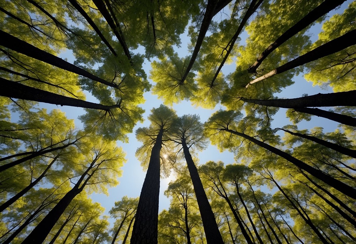 Most Common Trees in Massachusetts: A Guide to Identifying Local Species - PlantNative.org A lush forest in Massachusetts, with towering oak, maple, and pine trees standing tall and proud, their branches reaching towards the sky