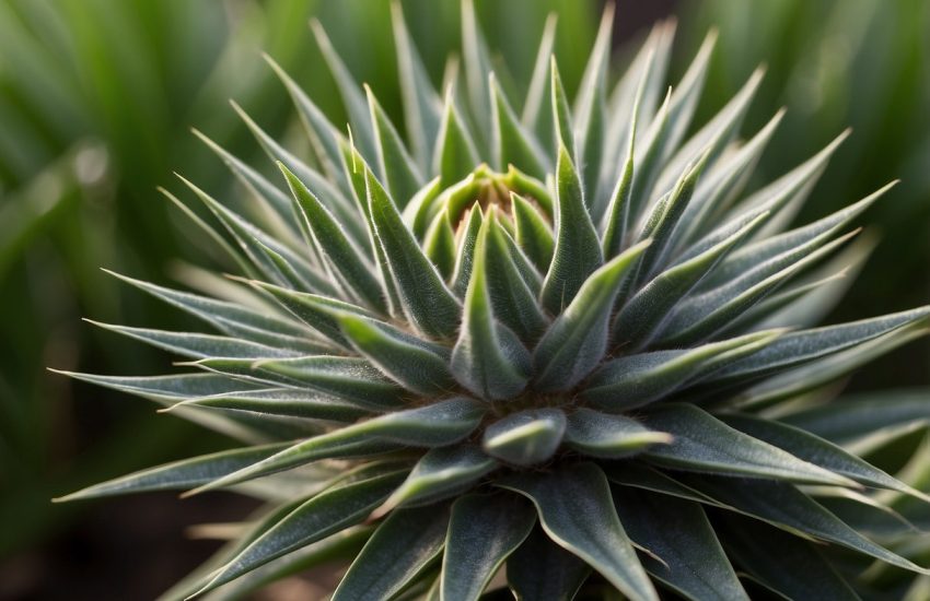 A spiky green plant resembling a pineapple top